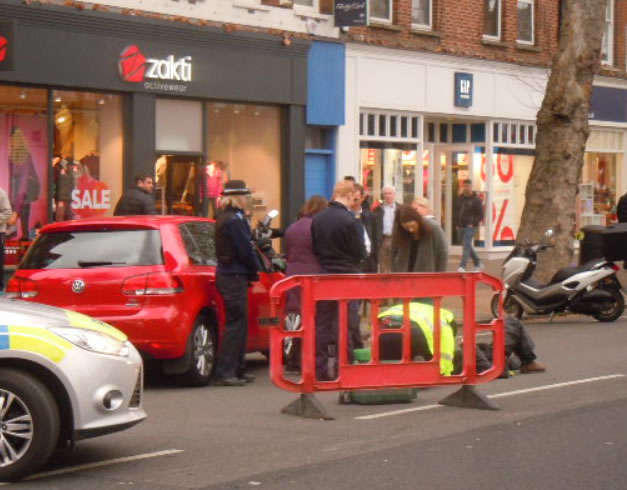 Motorbike And Car Collision On Chiswick High Road
