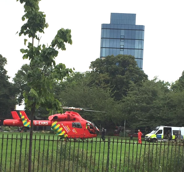 Air Ambulance lands on Turnham Green