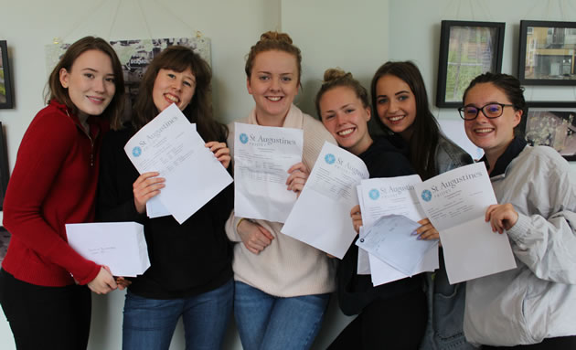 pupils at St Augustines school with A level results