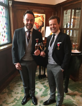 ant and dec celebrate with champagne after the obe award 