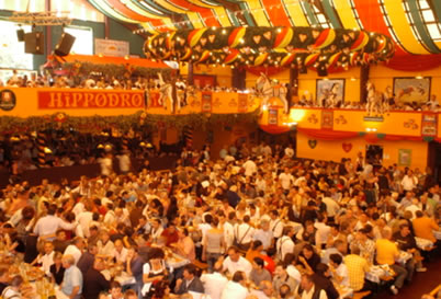 Beer Festival Tent with crowds inside 