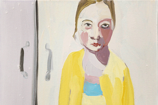 One of the auction items, Bella in a Yellow Cardigan by Chantal Joffe