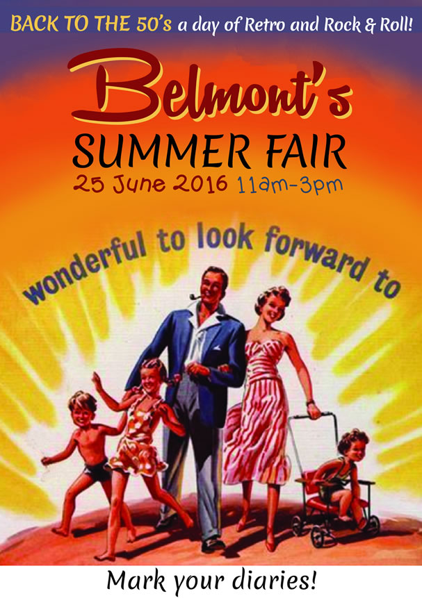 poster for Belmont Primary School summer fete 