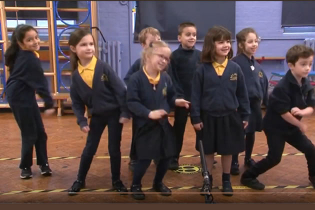 Belmont children performing the song 
