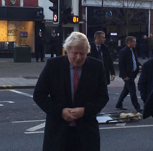 boris johnson arrives in chilly chiswick 