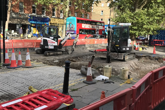 Previous work taking place at the junction with Brackley Road