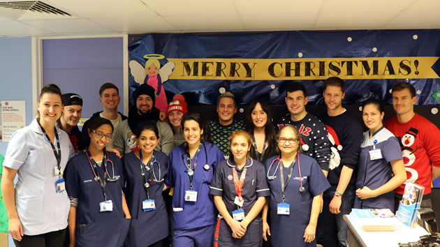 staff and members of brentford fc at the hospital during xmas visit 