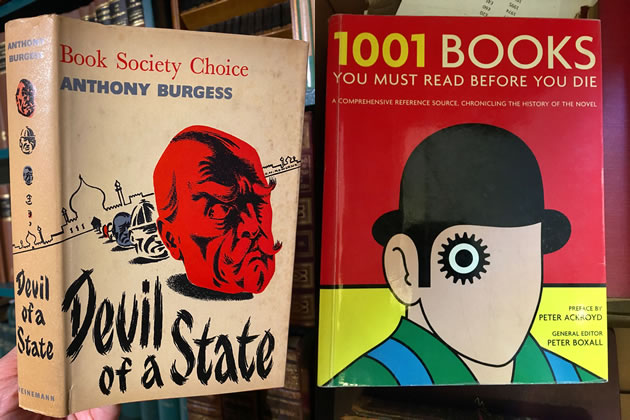 First edition of Burgesss Devil of a State (left). Clockwork Orange cover design (right) 