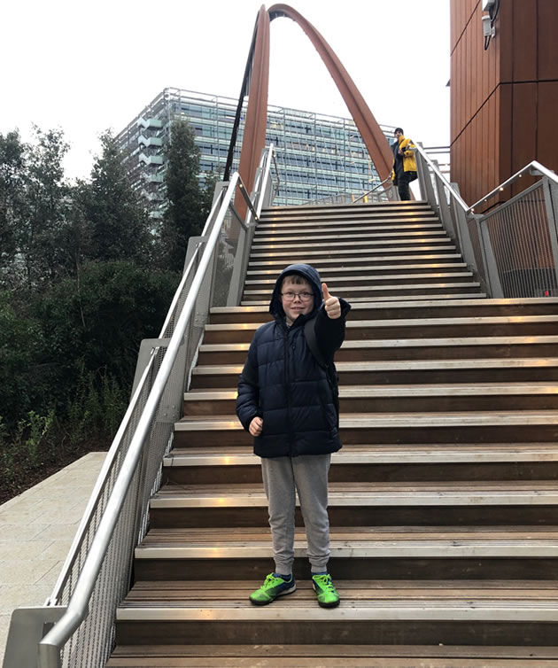 Edward becomes first user of new footbridge