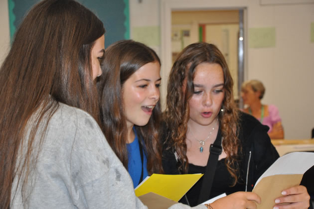 Chiswick School students read their GCSE results 