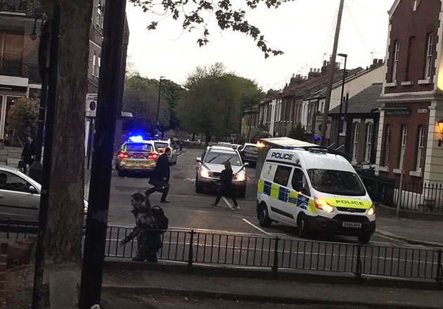 Police on Windmill Road after the incident on Monday