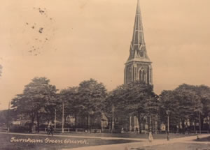 old black and white postcard of Christ Church 
