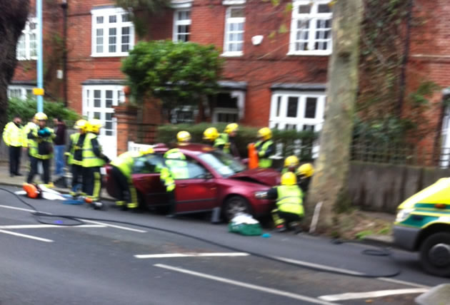 Car Hits Tree on Bath Road Chiswick