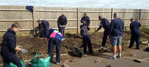 Middlesex players helped volunteers re-plant the borders of the Riverside Drive ground