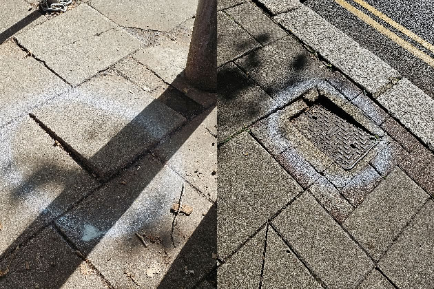 The offending pavement and access over marked off by Mr Curtis