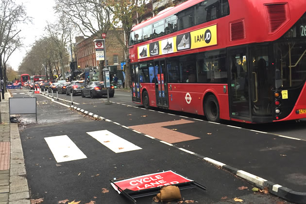 Delays to buses on Cycleway 9 causing concern to TfL 