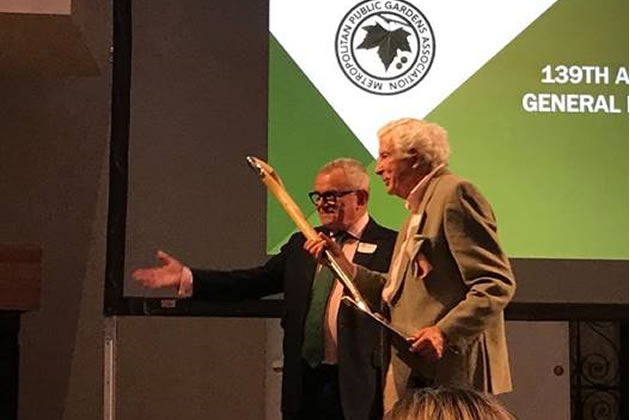 David Shreeve (right) being presented with his spade 