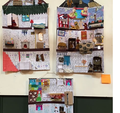 dolls houses at kids art exhibition 