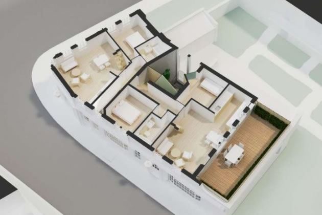CGI of the new flats inside the Duke of York in Chiswick. Picture: Tsuruta Architects