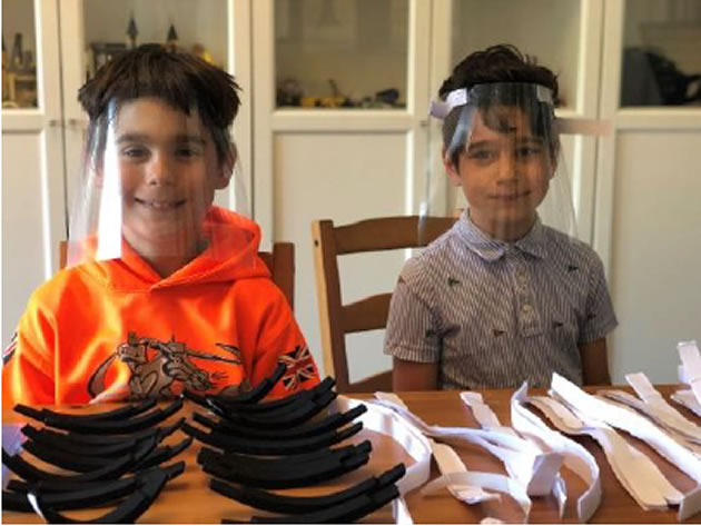 Children have been assembling visors and selling bracelets to raise funds