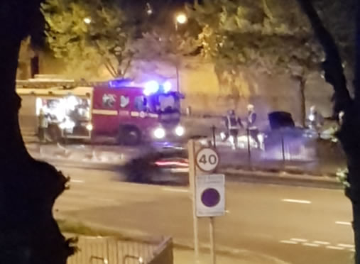 fire brigade tackle blaze in car