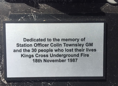 plaque to thos ekilled in the King s Cross fire 