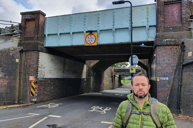Cllr Gary Malcolm by the Fisher's Lane underpass