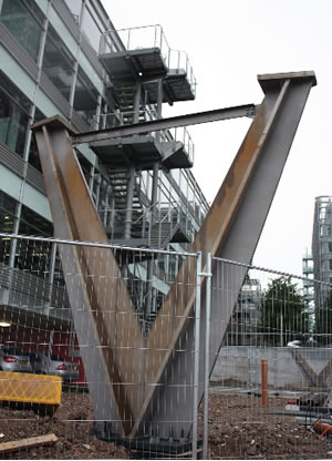 giant steel legs for the footbridge