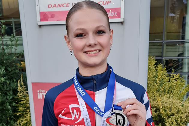 Freya Rodgers with her medal from the Dance World Cup 