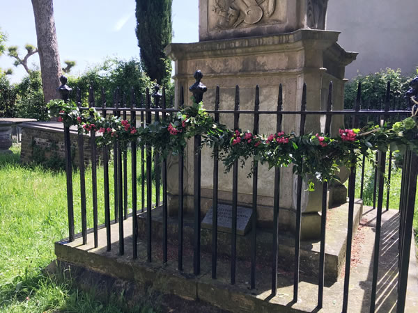 the hogarth tomb with floral swag