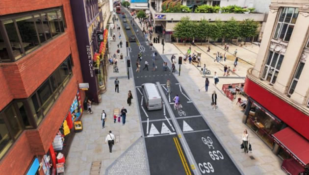 Artist's impression of cycle lane along King Street