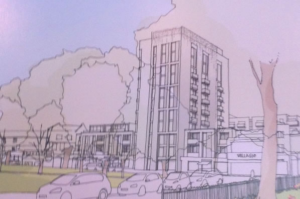 Drawing of Empire House building on High Road from Lend Lease scheme 