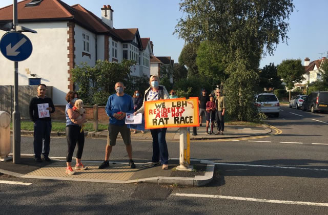 Grove Park residents protest agains removal of traffic island 