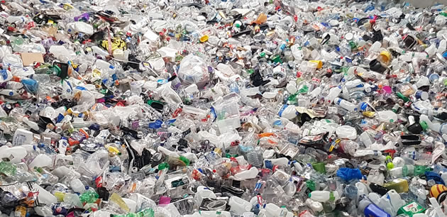 pike of plastic at recycling centre