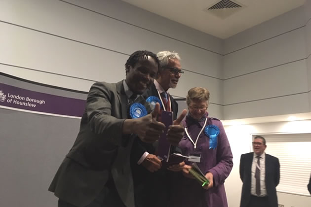 The Chiswick Gunnersbury councillors celebrate their victory
