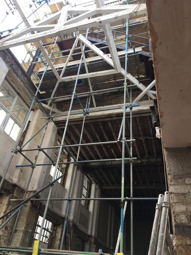scaffolding inside chiswick cinema 