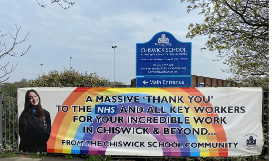 nhs rainbow poster at chiswick school 