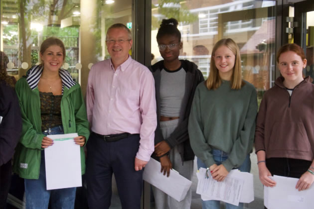 GCSE students at St Benedict's with the Headmaster, Andrew Johnson. Picture: St. Benedict's, Ealing GCSE students at St Benedict's with the Headmaster, Andrew Johnson. Picture: St. Benedict's, Ealing