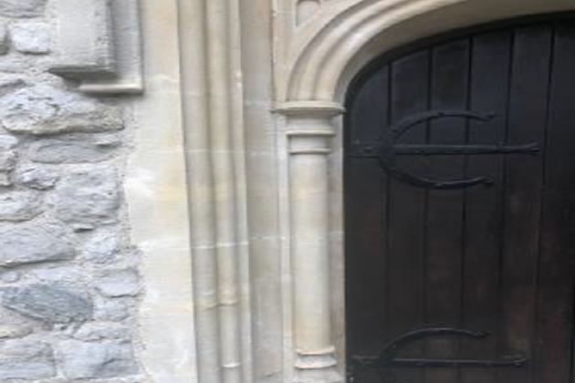 Masonry at the church after restoration work