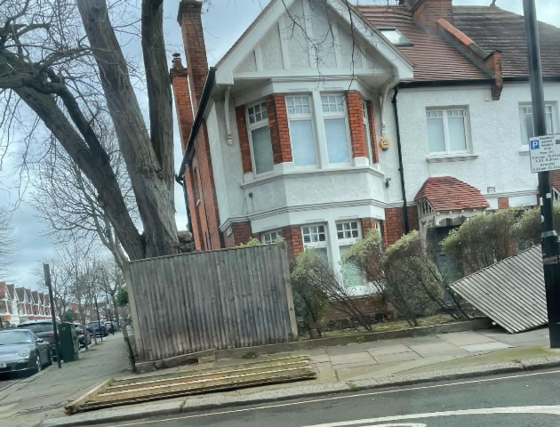 Fences down on Sutton Court Road