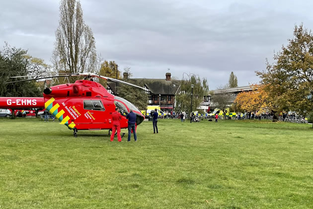 An air ambulance landed on Acton Green