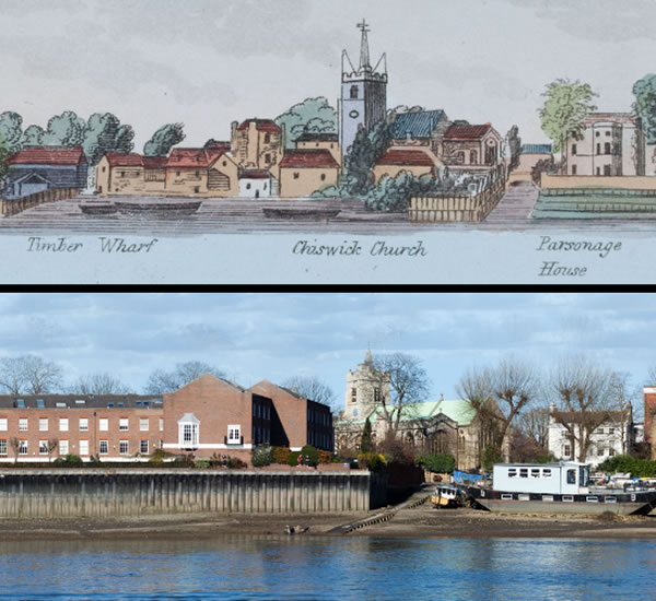 Panorama of the Thames from 1829 and present day 