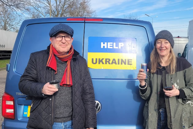 Volunteer drivers on their way to the Ukrainian border