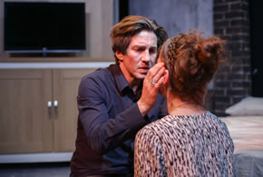 image from Wastwater play of two actors closely talking 