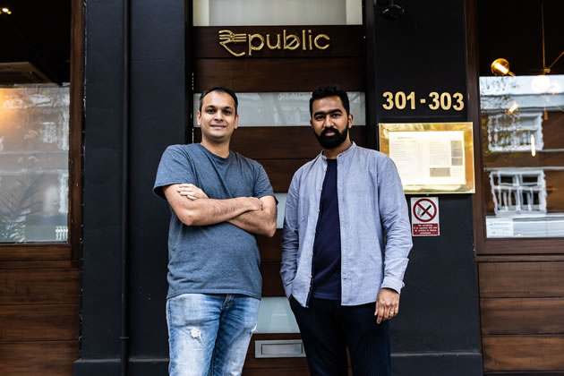 Kuldeep Mattegunta and Mustaq Tappewale outside Republic