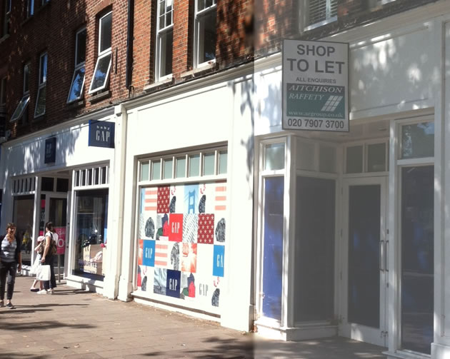 chiswick branch of Gap which has closed one section off 