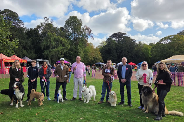 Andy Slaughter judges at the Chiswick House Dog Show 