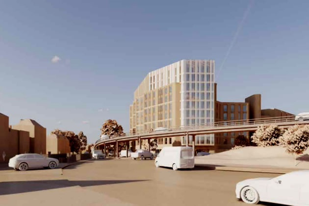 CGI of scheme viewed from Hogarth Roundabout. Picture: SimpsonHaugh Architects