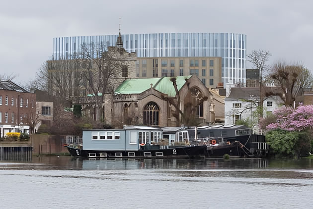A visualisation from planning documents of how the building would look behind St. Nicholas Church 