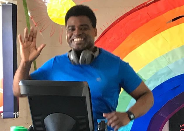 Chiswick Firefighter Roman Harris on the treadmill 